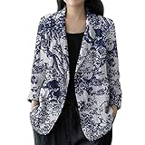 ZHIYU Blazer Tailliert Sakkos Damen RüSchenäRmel Jacke Oversize Business Damenjacke für Arbeit Büro Sakko Stilvoller Business BüRo Revers Blazer