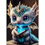 DPHERO DIY Drache Diamant Painting Bilder für Erwachsene Kinder,5D Zeichentrickfilm Diamond Painting Set,DIY Strass Bilder Tier Diamant Kunst Kits,Runde Steine Diamant Painting Zuhause Dekor 30x40