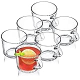 KADAX Teegläser, 6er Set, Gläser mit Griff, Glastassen für 6 Personen, spülmaschinenfest, Trinkgläser für Tee, Kaffee, Wasser, Saft, Drink, Saftgläser, Wassergläser, Gläserset