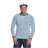Ringelshirt Langarm blau-weiß gestreift Unisex Pullover Oberteil Shirt Karneval (XL)