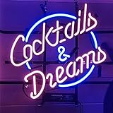 Cocktail and Dreams Real Glass Handmade Neon Light Sign Home Bier Bar Pub Recreation Room Windows Garage Wall Store Sign