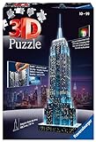 Ravensburger 3D Puzzle Empire State Building bei Nacht, für Kinder und Erwachsene, Wahrzeichen von New York im Miniatur-Format, Leuchtet im Dunkeln