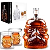 Whiskyflasche Karaffe Dekanter mit 2 Gläsern, Whiskygläser, Whiskykaraffe für Wein, Likör, Scotch, Bourbon, Brandy, 750