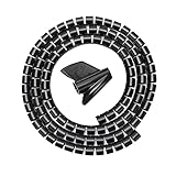 goodjinHH Kabelkanal, Kabel Management Kabelschlauch, Kabelmantel zuschneidbar, Flexibel 2m, Durchmesser 8mm, verstecken im Schreibtisch, TV, Boden, Schwarz (schwarz, 2m x 8mm)
