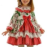 Chollius Weihnachtskleid für Babys Mädchen Prinzessin 0-6 Jahre langärmelig + Hut/Stirnband aus Tüll mit Schleife Tutu Pailletten Weihnachtsmann/Karo modisches Geschenk 1-2 Jahre