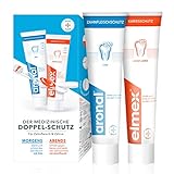 aronal & elmex Zahnpasta Doppel-Schutz 2x75 ml – medizinische Zahnreinigung mit doppeltem Schutz für Zahnfleisch und Zähne – stärkt die Zähne gegen Karies für morgens und abends