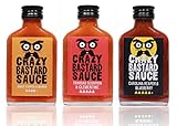 Crazy B Sauce - 3er Set - Extreme Scharfe Chilisauce mit der Schärfste Chilis der Welt - Ghost Pepper, Trinidad Scorpion, und Carolina Reaper - Geschenkset für Chili-liebhaber
