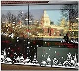 Tuopuda Weihnachtssticker Weihnachten Rentier Schneeflocken Stadt Removable Vinyl Fensterbilder Fensterdeko Weihnachtsdeko Weihnachten Wandaufkleber Wandtattoo Wandsticker (rot)