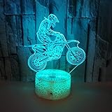 3D-Illusionslampe Led-Nachtlicht Für Kinder Motocross Lampe Nachttischlampe 7 Farben Wechseln Mit Fernbedienung Weihnachtsgeschenke Für Babyjungen Mädchen Geburtstag Urlaub