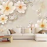 Modernes 3D geprägtes Magnolien Blumen S Wandtuch für Wohnzimmer Fernsehhintergrund Wand Ausgangsdekor Wandbil TV Wandbild Tapete Wanddekoration fototapete 3d Vlies wandbild Schlafzimmer-400cm×280cm