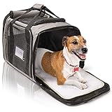Bella & Balu Transporttasche für Hunde und Katzen - grau | Hundebox zum Tragen für Urlaubsreisen und Ausflüge im Flugzeug oder Auto – atmungsaktiv, lichtdurchlässig