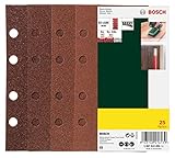 Bosch 25tlg. Schleifblatt Set verschiedene Materialien (Körnung 40/60/80/120, 8 Löcher, Zubehör Schwingschleifer), (25 Stück), 1er Pack