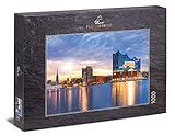 Ulmer Puzzleschmiede - Puzzle „Elphi“ - klassisches 1000 Teile Puzzle - die Elbphilharmonie in Hamburg – Konzerthalle und Wahrzeichen an der Elbe im Hafen der Hansestadt Hamburg, Norddeutschland