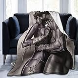 African Black Couple Flanell Blanket, African American Couple Lover Make Love, Afro Black Love Blanket, Soft Fuzzy Plüsch-Fleece-Decke für Couch, Sofa, Schlafzimmer - Grau 80'x60'