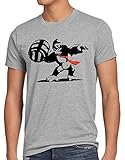 style3 Graffiti Kong Herren T-Shirt Donkey pop Art Banksy Geek SNES Nerd Gamer, Größe:M, Farbe:Grau meliert
