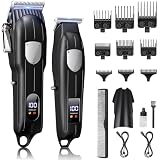 RAOYAN Haarschneidemaschine Profi, Haarschneider Herren mit LED-Display, Barttrimmer Bartschneider Pflegesets IPX7 Wasserdichte T-förmiger Haartrimmer Barber Set für M