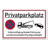XXL Privatparkplatz Schild Parken Verboten (44x32 cm Groß Kunststoff) - Fahrzeuge Werden kostenpflichtig abgeschleppt - Klares Zeichen für Parkverbot - Parkplatz Schilder Privatgrundstück