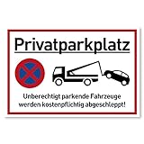 XXL Privatparkplatz Schild Parken Verboten (44x32 cm Groß Kunststoff) - Fahrzeuge Werden kostenpflichtig abgeschleppt - Klares Zeichen für Parkverbot - Parkplatz Schilder Privatgrundstück