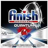 Finish Quantum Ultimate Spülmaschinentabs – Phosphatfreie Geschirrspültabs mit 3-fach Wirkung – Kraftvolle Reinigung, Fettlösekraft und Glanz – XXL Pack mit 45 Finish Tabs