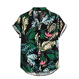 Beokeuioe Herren Freizeithemden Hawaiihemd Print Hemd Hawaii Hemden Button Down Kurzarm Sommerhemd Männer Funky Look für Karneval Party Kurzarm Tropisch Hemden Knopf Hemd