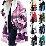 UEsent Damen Winter Wollpullover Trenchcoat Warme Slim Lange Mantel Weicher Dufflecoat Cardigan Casual Print Jacket Mit Knopf Mode Overcoat
