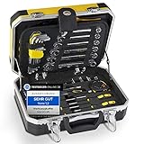 ManoCraft Werkzeugkoffer gefüllt, Premium All-in-One handlicher und rutschfester Werkzeugkasten 100-teilig [für Heimwerker KFZ oder als Geschenk]