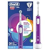 Oral-B Junior Elektrische Zahnbürste/Electric Toothbrush für Kinder ab 6 Jahren, weiche Borsten & Timer, Designed by Braun, lila, 1er Pack