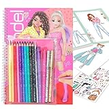 Depesche 11389 TOPModel - Malbuch-Set mit 76 Seiten zum Ausmalen und Gestalten trendiger Styles und Outfits, Malheft inklusive 10 Buntstiften, 4 Gelstiften, 2 Stickerbogen und einem Radier-S