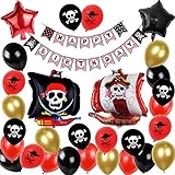 Piratenschiff Luftballons Set Piraten Geburtstagsfeier Deko Happy Birthday Banner Piratenschiff Ballon für Kinder Piraten Themenorientierte Geburtstags Versorgungen