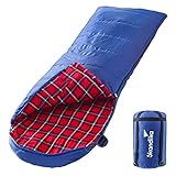 skandika Dundee Decken-Schlafsack, Luxus-Qualität, Baumwolle/Flanell Innenfutter, bis -20°C, 220x80 cm, koppelbar (Blau RV rechts)