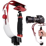 AFUNTA Pro Tragbare Kamera-Stabilizer-Steady (geeignet für DSLR Kameras bis zu 2,1 lbs) rot-silber-schwarz