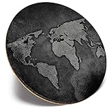 Runder Untersetzer – BW – Weltkarte Erde Reise Spaß | Glänzende Qualität Untersetzer | Tischschutz für jeden Tisch #39592