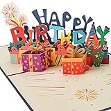 AIBAOBAO Geburtstagskarte 3D Pop Up Happy Birthday Karte, Papier-Cut Zum Geburtstag Schön Geschnittene Grußkarten, Grußkarte Inklusive Umschlag Als Ein Geschenk Kreativität für Verwandte Freunde