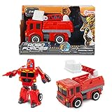 Toi-Toys Roboforces Transformers Auto Roboter Feuerwehrauto Rot Spielzeug - Feuerwehr Spielzeugauto Spielfiguren Action Figur Spielzeug Geschenk Kinder ab 3 Jahren - Große: 7 x 13 cm