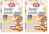RUF Zucker-Schrift, 4 natürliche Farben aus Pflanzenextrakt, Dekor-Schrift für Plätzchen, Fondant, Glasur und Zuckerguss, Tortendeko glutenfrei & vegan, 4 x 25g (Packung mit 2)