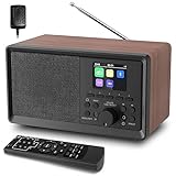 BIAOQINBO DAB Radio/DAB+ FM-Digitalradio/Tragbarer drahtloser Lautsprecher mit Bluetooth/Kommt mit Fernbedienung Radiowecker Küchenradio Zweifacher Alarm Farbdisplay