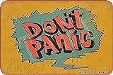 Tarika „Don‘t Panic“ Retro-Optik, 20,3 x 30,5 cm, Eisen-Dekoration, Malerei, Schild für Zuhause, lustige Wanddekoration