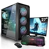 SYSTEMTREFF Gaming Komplett PC Set AMD Ryzen 5 5600 6x4.4GHz | Nvidia GeForce RTX 4060 Ti 8GB DX12 | 1TB M.2 NVMe | 32GB DDR4 RAM | WLAN Desktop Paket Computer für Gamer, Gaming
