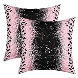 Zierkissenbezüge mit Leoparden-Glitzer, 45,7 x 45,7 cm, 2 Stück, Ombré-Rosa, für Sofa, Couch, Bett, Stuhl, Auto, glamourös, glitzernd, glänzend (kein Glitzer) für den Außenb