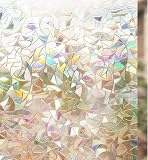 rabbitgoo Fensterfolie Blickdicht Selbsthaftende, Sichtschutzfolie Fenster Bunt, 3D Regenbogen Folie Fenster 44.5x200cm Statisch Haftend ohne Klebstoff Anti UV Sonnenschutz für Büro W
