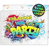 VULAVA 12x EINLADUNGSKARTEN für Kindergeburtstag und Party - Graffiti Monster Design sind die perfekte EINLADUNG für Jungen Mädchen Kinder zum Geburtstag und KINDERPARTY
