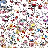 Hello Kitty Sticker, Sanrio Sticker, 100 Stück Hello Kitty Aufkleber Pack, Kawaii Stickers, für Wasserflasche Laptop Gitarre Auto Motorrad Skateboard Gepäck, Vinyl wasserdichte, Graffiti Patches