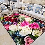 teppiche modern Rosa Teppich, Blumenmuster Bürostuhlkissen, Hausdekorationssofa, Freizeitteppich auslegware teppichboden -Rosa_140x200cm