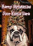 Personalisierte Bulldogge Weihnachtsbaum-Karte PIDXM542