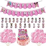 FANDE LOL Birthday Decorations 46 PCS LOL Surprise Dolls Party Set LOL Themed Party Balloon LOL Surprise Dolls Happy Birthday Banner Children's Birthday Party Decoration