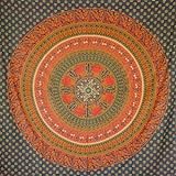 MOMOMUS Mandala Wandteppich - Großes Mandala Strandtuch - Pareo Tuch groß - 100% Baumwolle, Indian, Hippie, Boho, Bohemian (Grün B, 210x230 cm)