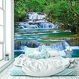 murimage Fototapete Wasserfall 274 x 254 cm inklusive Kleister Wald Fluß Tapete Dschungel Thailand Asien