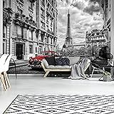 FORWALL Fototapete Tapete Rotes Auto in Paris P4 (254cm. x 184cm.) AMF11674P4 Wandtapete Design Tapete