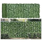 Efeu für den Außenbereich, 1 x 1 m, wetterfest, Sonnenschutz, Balkon-Seitenmarkise mit künstlicher Blätterdekoration für Gartenhecken, Brise, Außenansicht für Gartendusche,