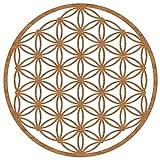 Blume des Lebens Holz 39/49 cm 7 Farben Wand-Bild-Dekoration Spirituelles Symbol Esoterik Geschenk Heilige Geometrie Wanddeko Holzdeko braun Bild Feng Shui